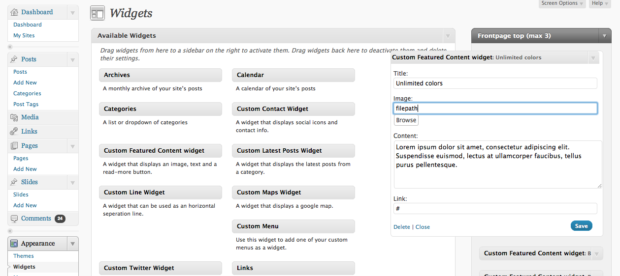 widgets